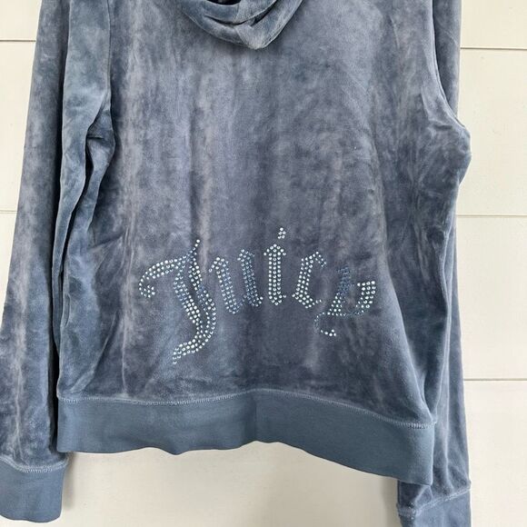 Juicy Couture Women’s Extra Large Black Label Velour Rhinestone Track Jacket Y2K - Picture 6 of 8